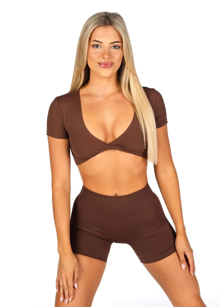 'Bella' Twist Tee - Mocha Brown - Image 3
