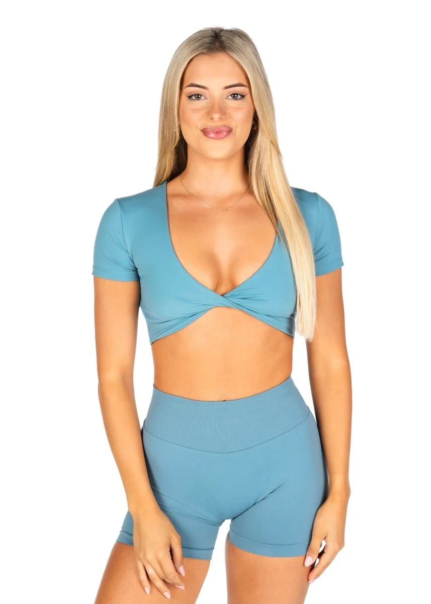 'Bella' Twist Tee - Teal - Image 2