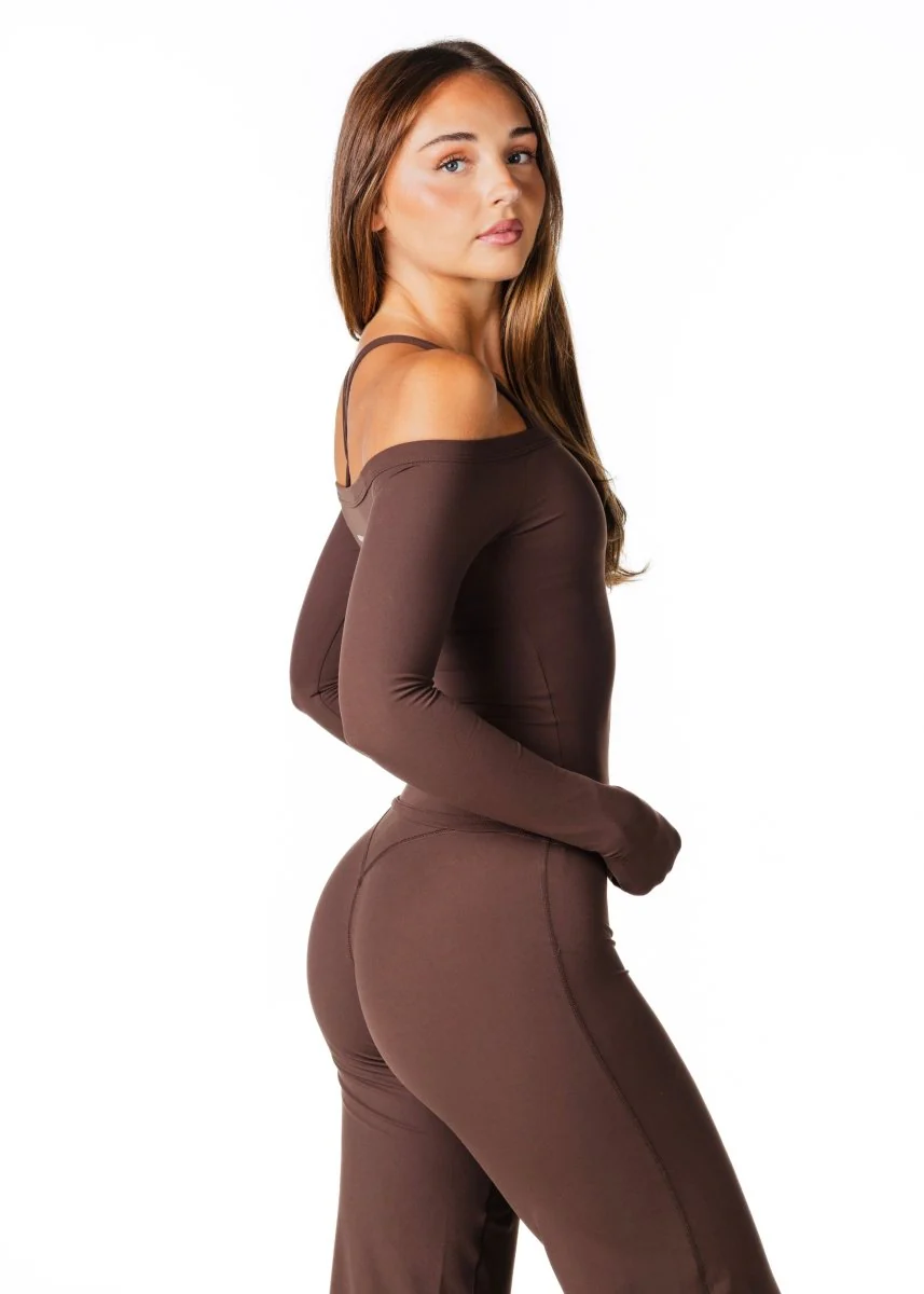 Core Capsule Off The Shoulder Top - Dark Choc - Image 3