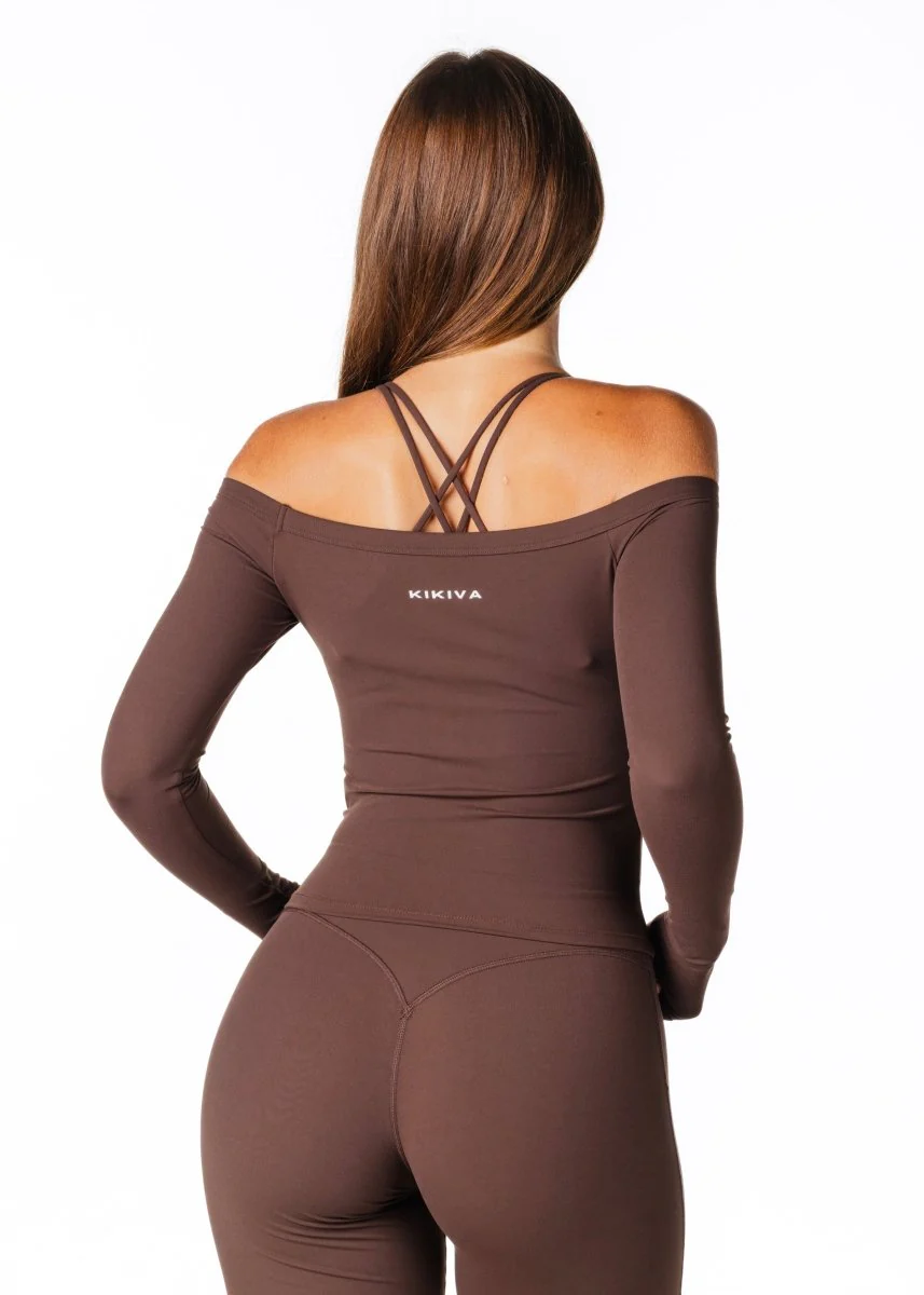 Core Capsule Off The Shoulder Top - Dark Choc - Image 5