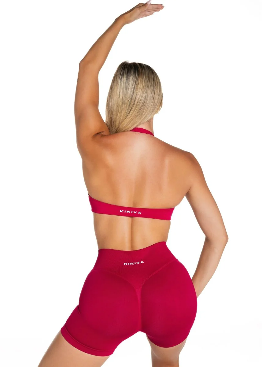 Dynamic Staple Halter Crop - Scarlett Ruby-Red - Image 4