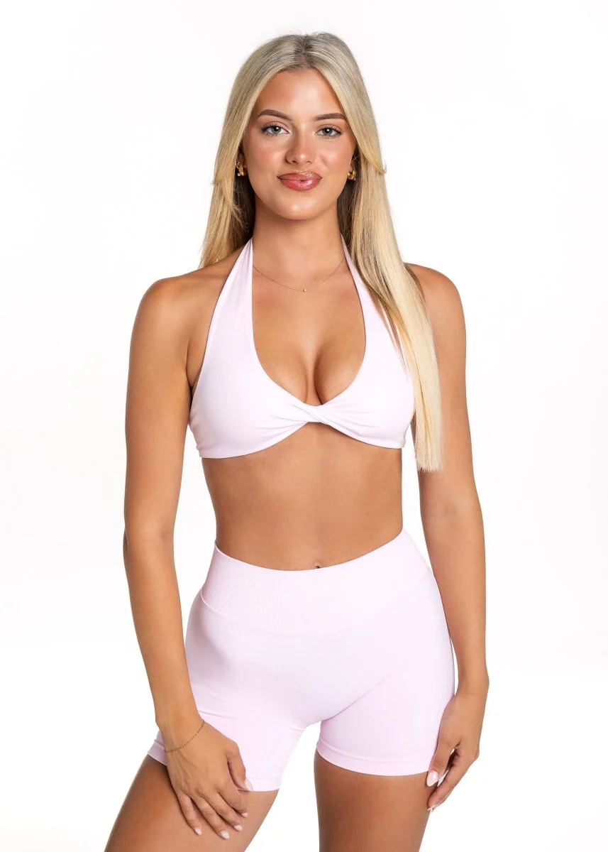 Dynamic Halter Twist Crop - Baby Doll