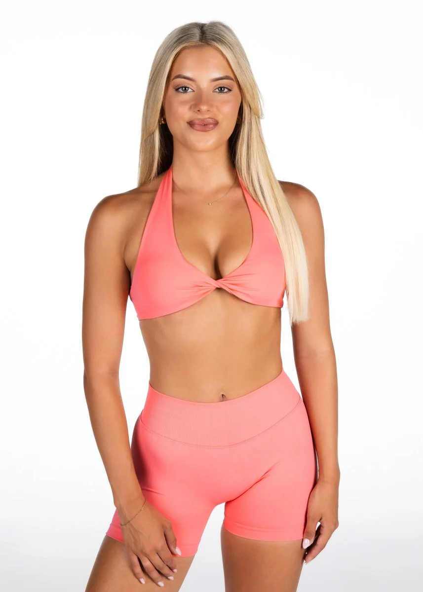 Dynamic Halter Twist Crop - Blossom Pink