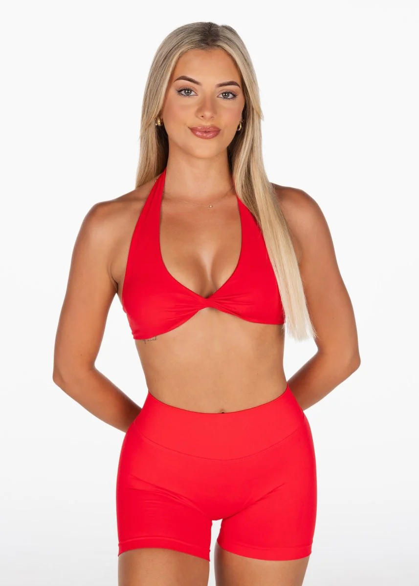 Dynamic Halter Twist Crop - Cherry Red - Image 5