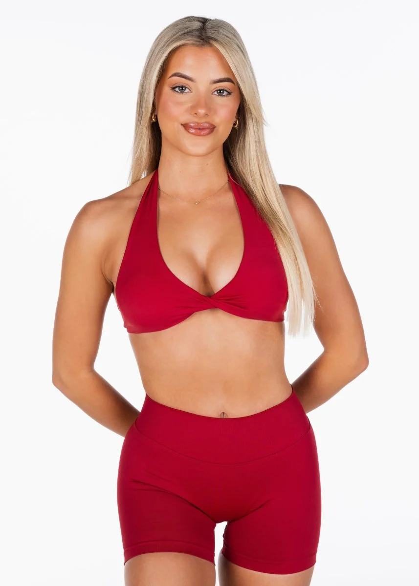 Dynamic Halter Twist Crop - Royal Red - Image 3