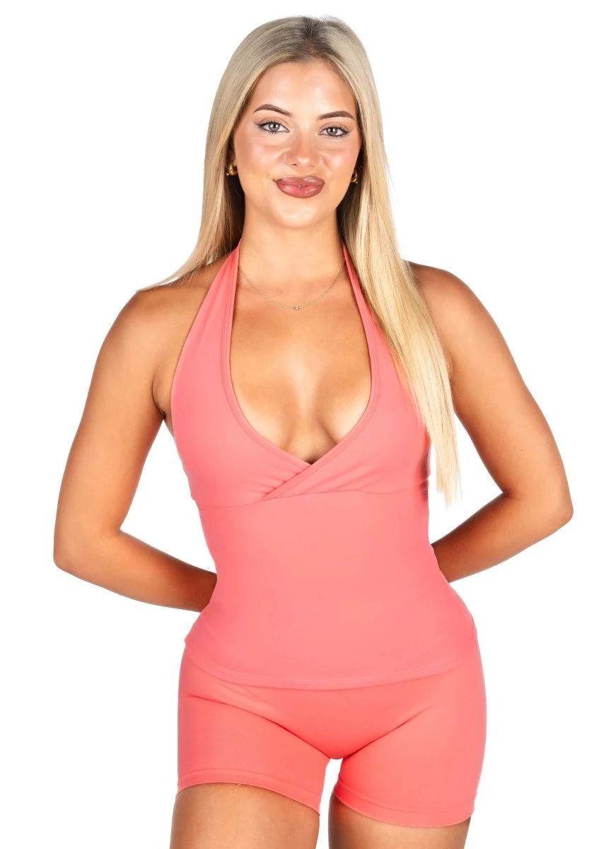 Dynamic Halter Seamless Singlet - Blossom Pink - Image 4