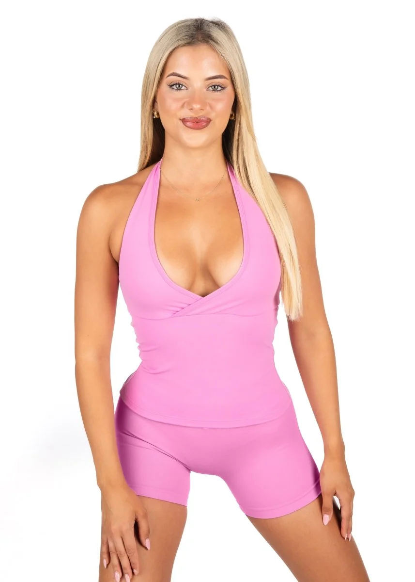 Dynamic Halter Seamless Singlet - Candy Pink - Image 3