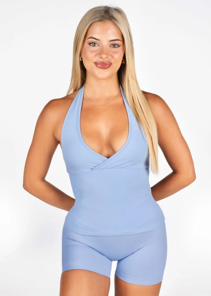 Dynamic Halter Seamless Singlet - Ice Blue - Image 4