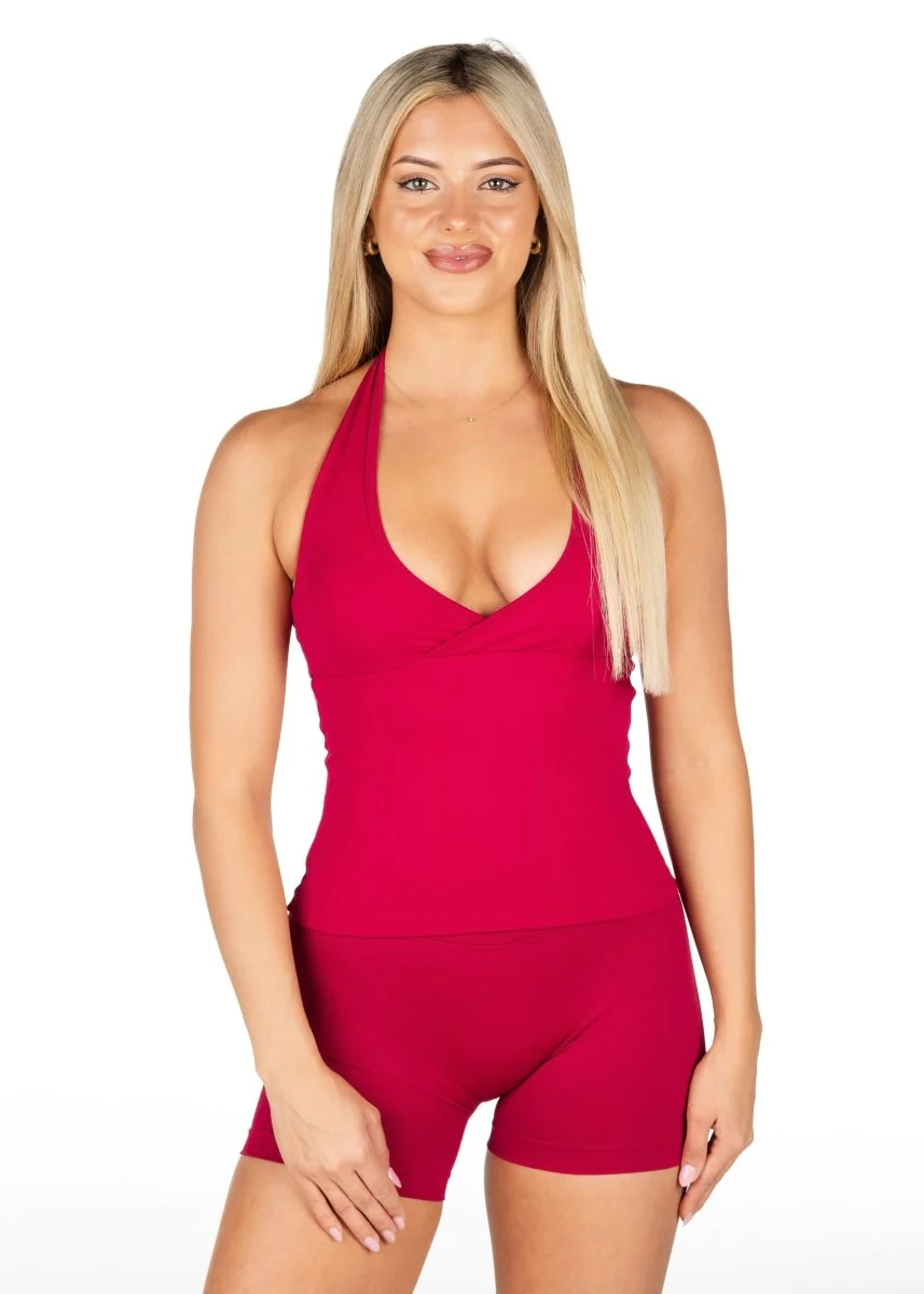 Dynamic Halter Seamless Singlet - Scarlett Ruby-Red