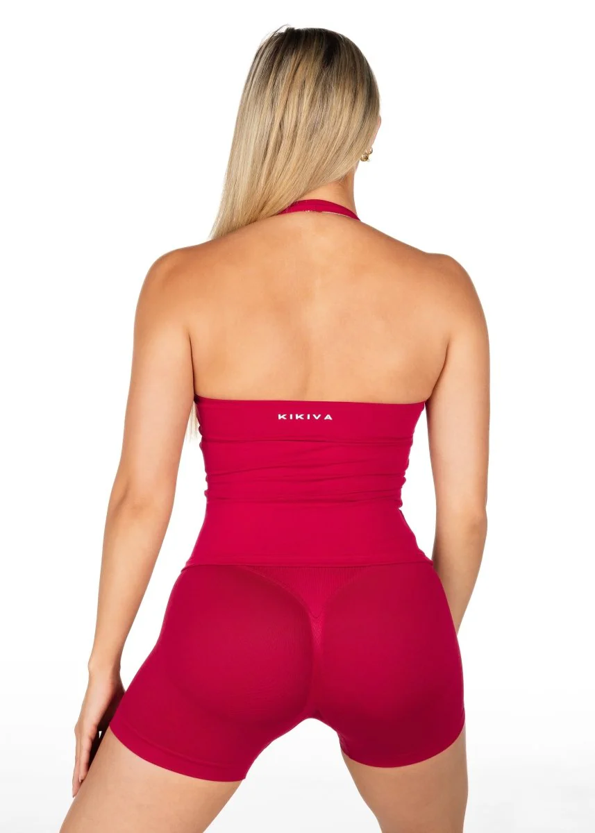 Dynamic Halter Seamless Singlet - Scarlett Ruby-Red - Image 4
