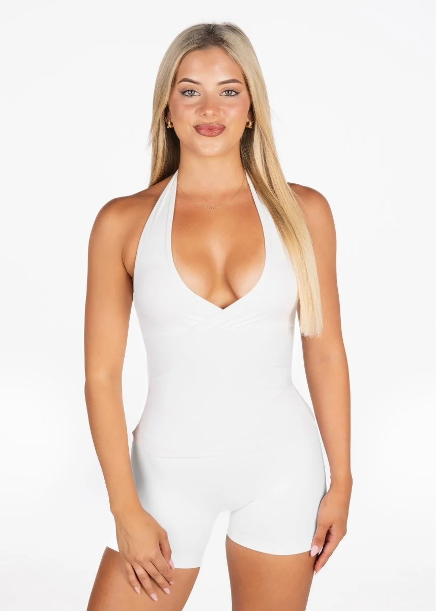 Dynamic Halter Seamless Singlet - White