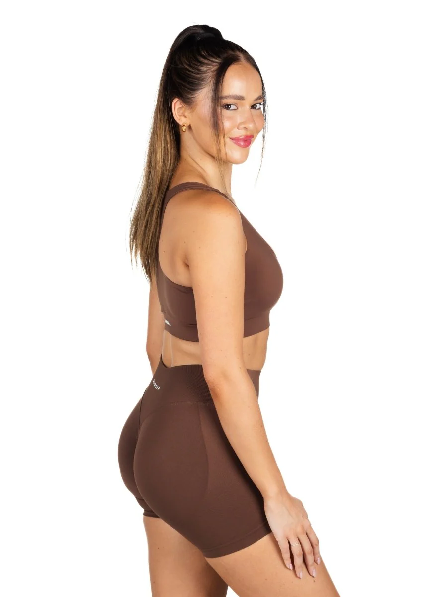 Dynamic 'Support' Crop - Mocha Brown - Image 3