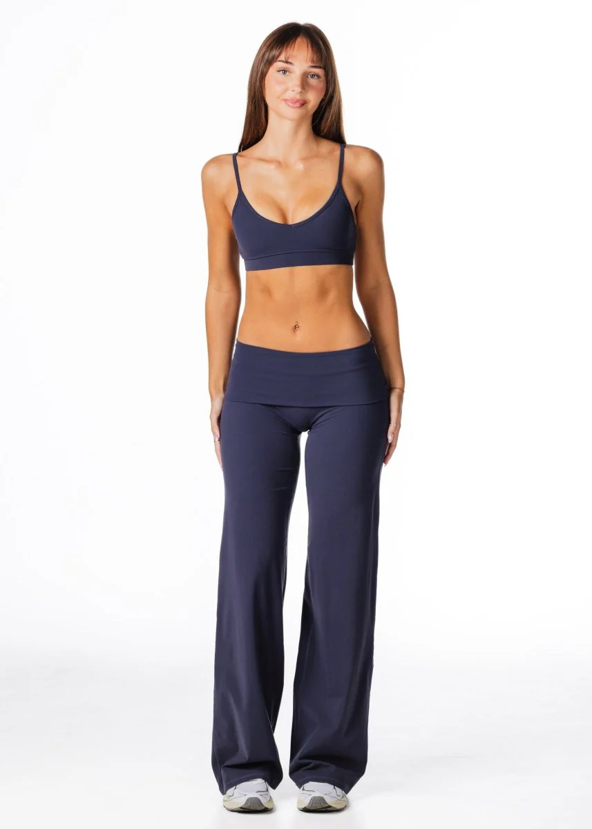 Fold Over 'Flow' Flares - Dark Navy - Image 6