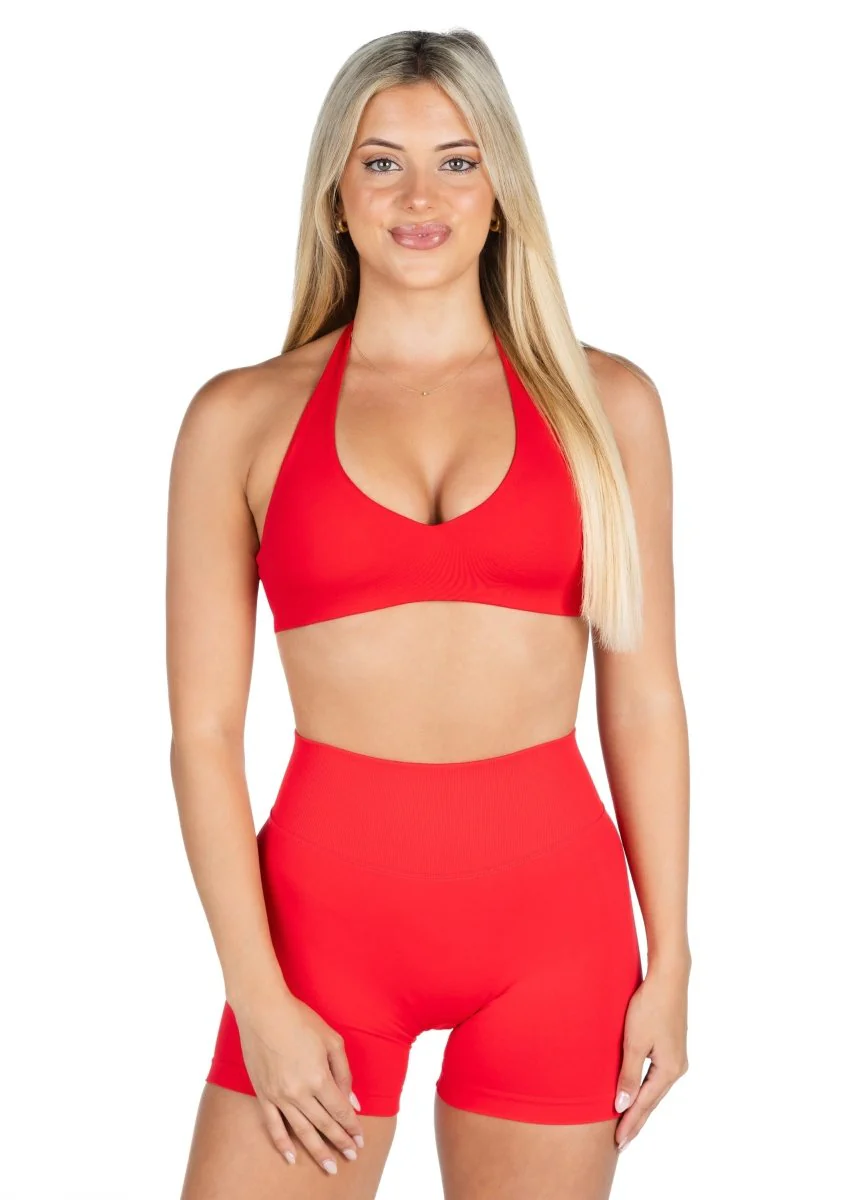 Dynamic Staple Halter Crop - Cherry Red