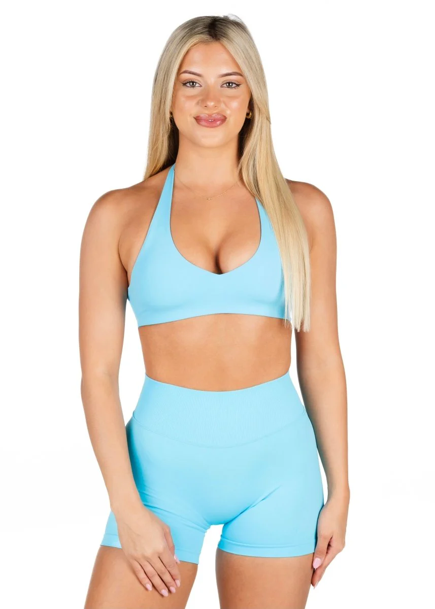 Dynamic Staple Halter Crop - Marine Blue
