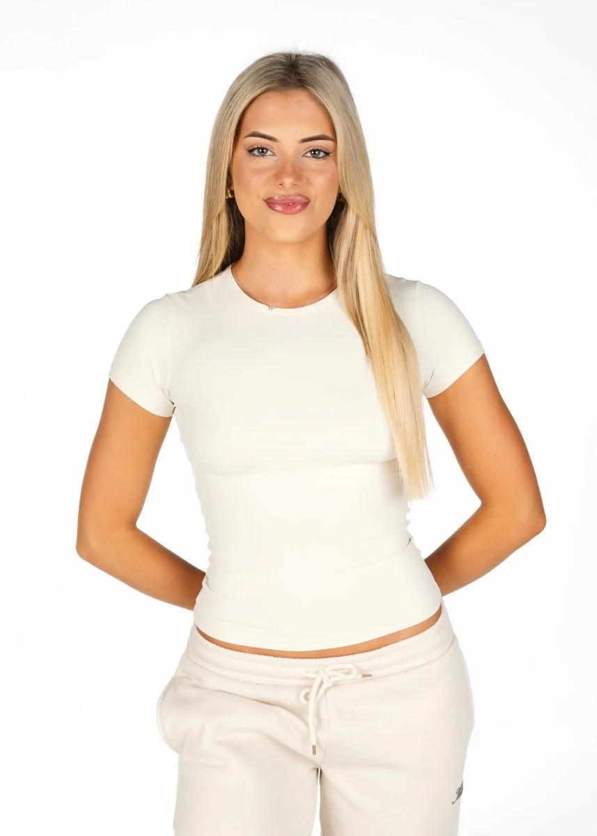 Kikiva Basic Tee - Cream - Image 4
