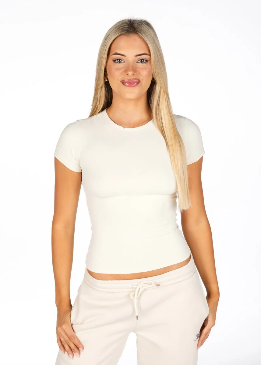 Kikiva Basic Tee - Cream - Image 5