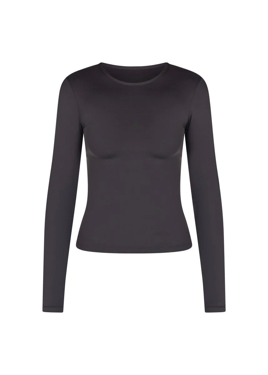 Kikiva Basic Tee Long Sleeve - Dark Grey - Image 6