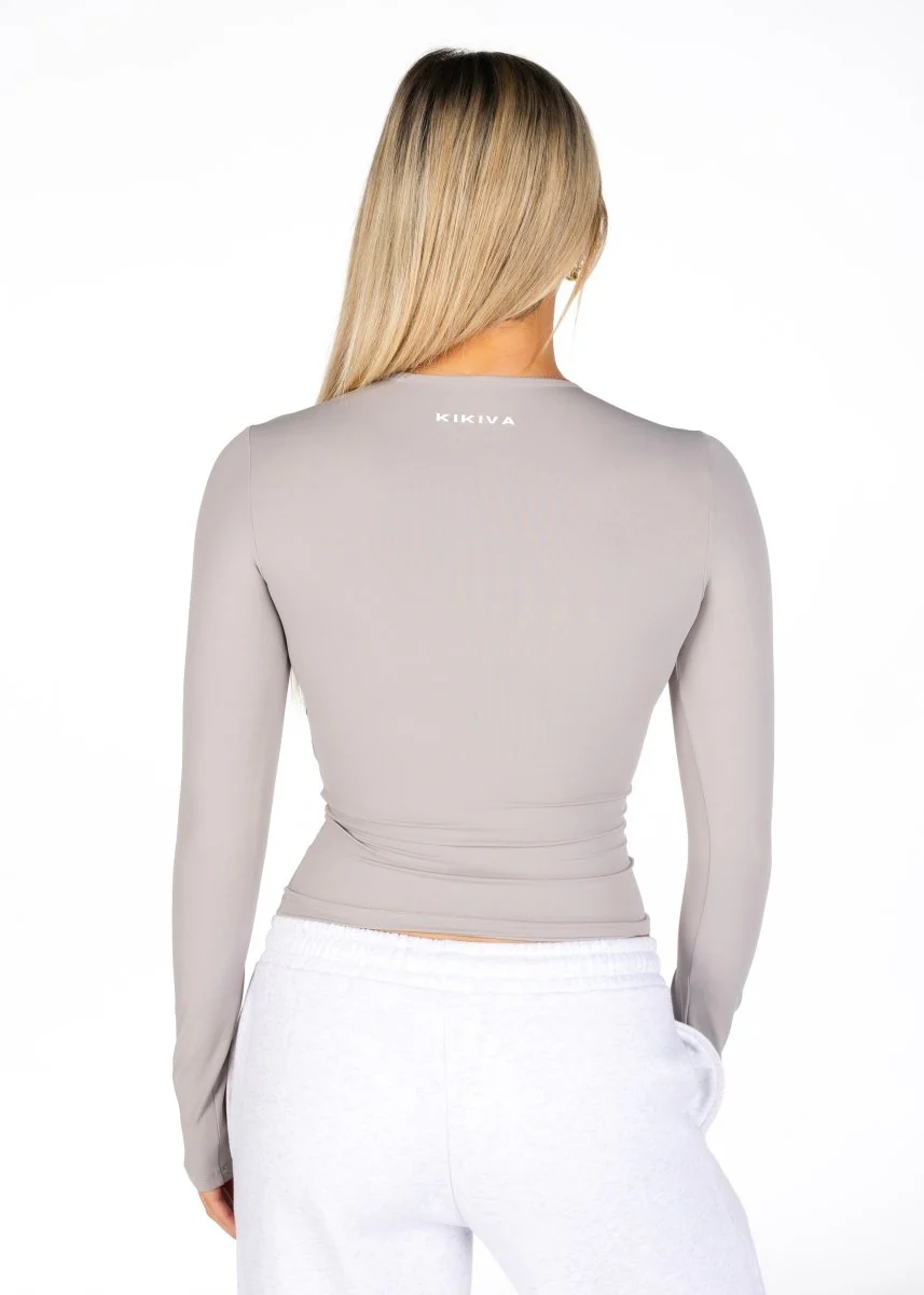 Kikiva Basic Tee Long Sleeve - Light grey - Image 2