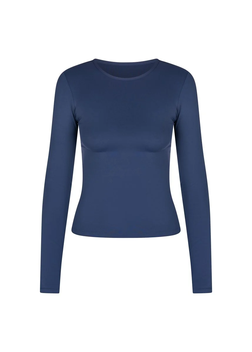 Kikiva Basic Tee Long Sleeve -  Navy - Image 6