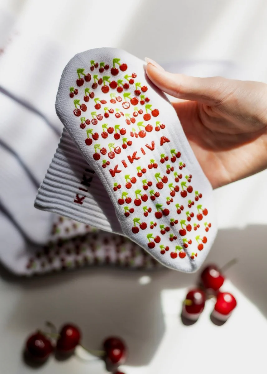 Kikiva 'Cherry' Pilates Grip Socks - Image 3