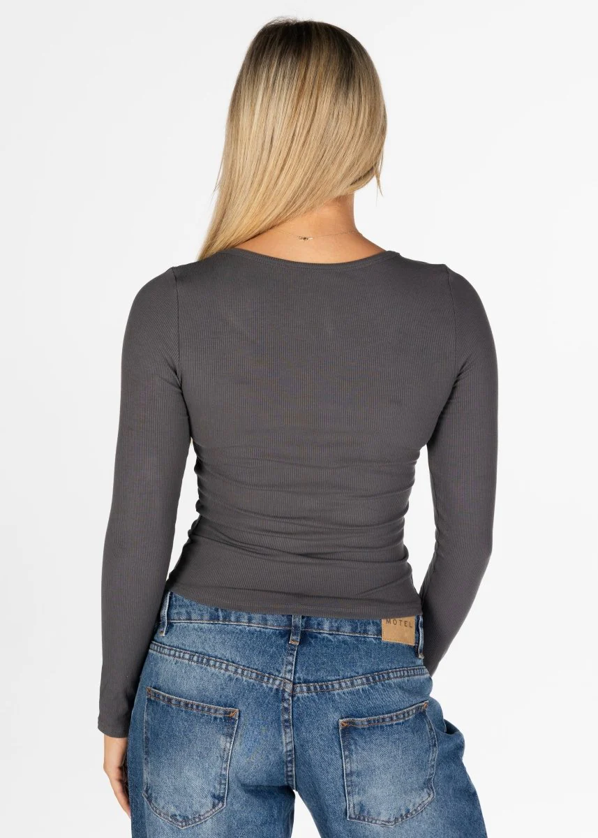 Kikiva Ribbed Long Sleeve - Charcoal - Image 3