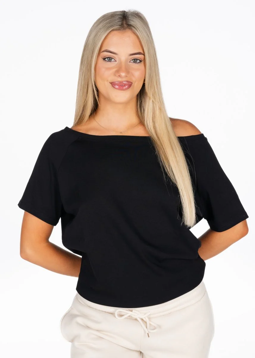 Off The Shoulder Tee - Black - Image 2