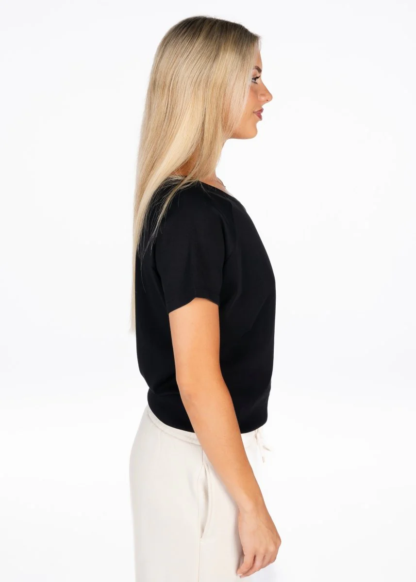 Off The Shoulder Tee - Black - Image 4