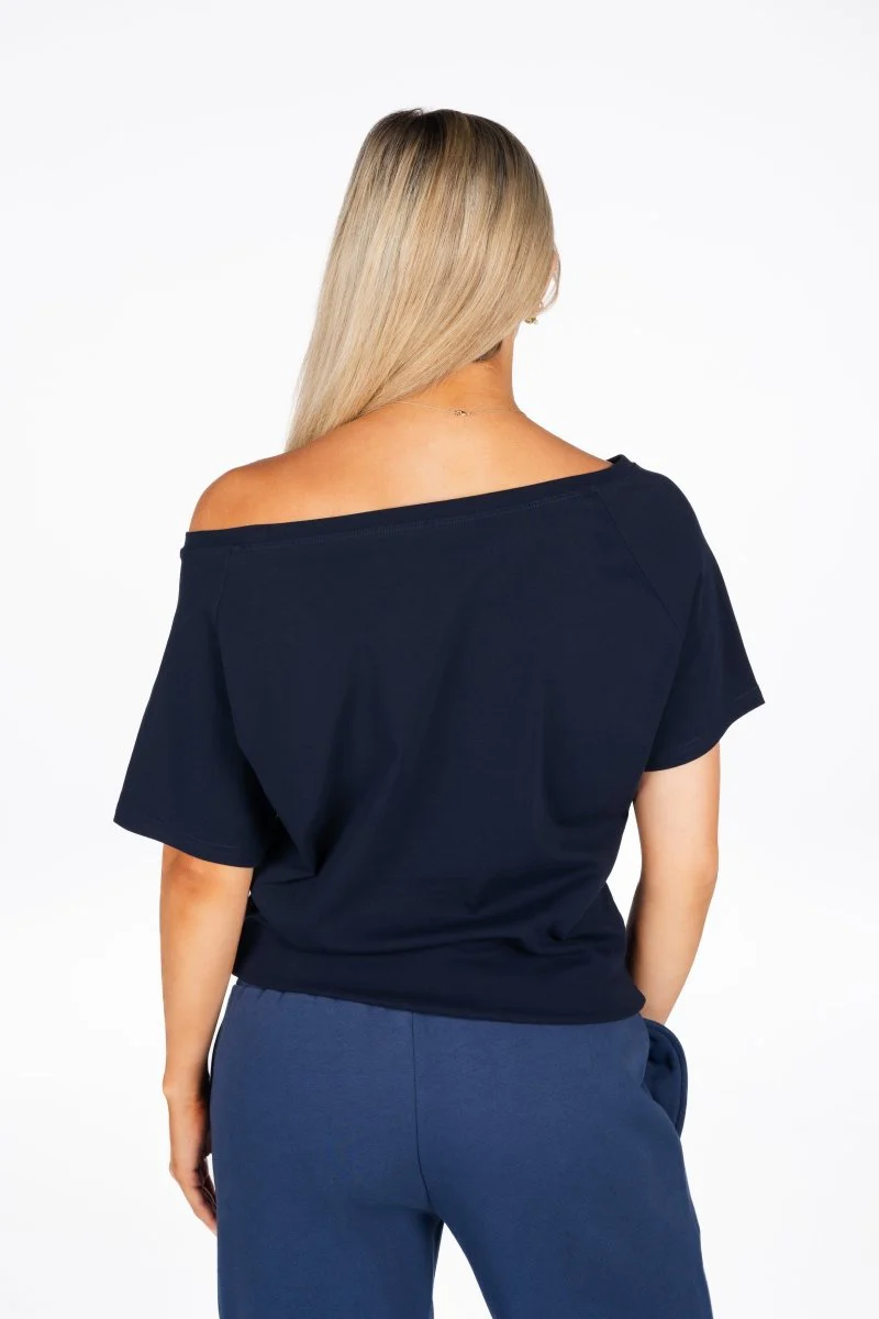 Off The Shoulder Tee - Navy - Image 3