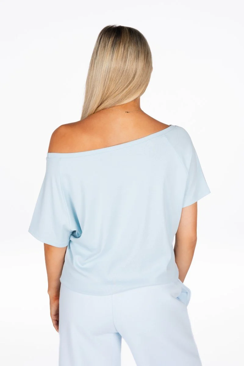 Off The Shoulder Tee - Sky Blue - Image 3