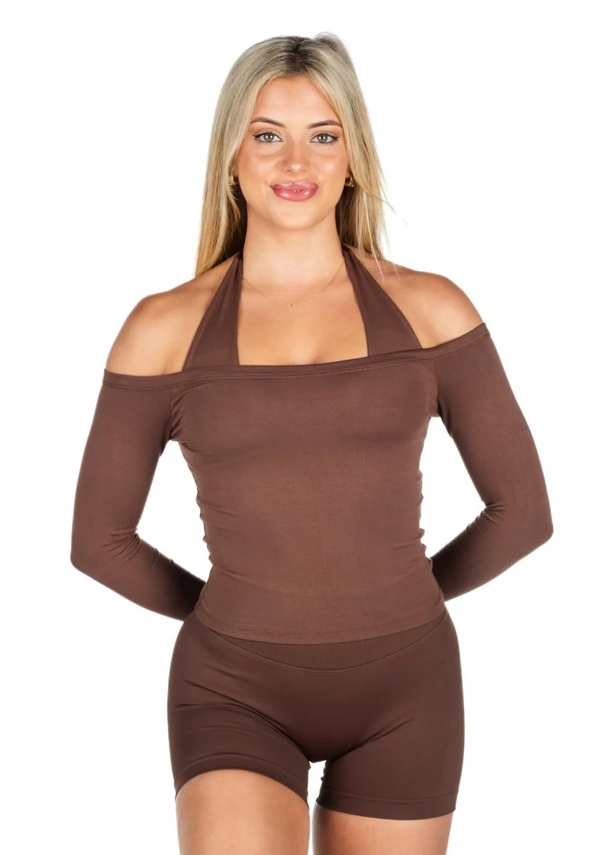 Off The Shoulder Top - Mocha - Image 4